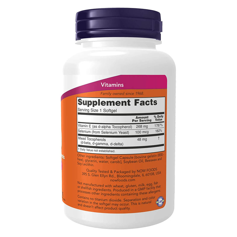 CLEARANCE! NOW Foods Vitamin E-400 100 Softgels, BEST BY 08/2024 - DailyVita