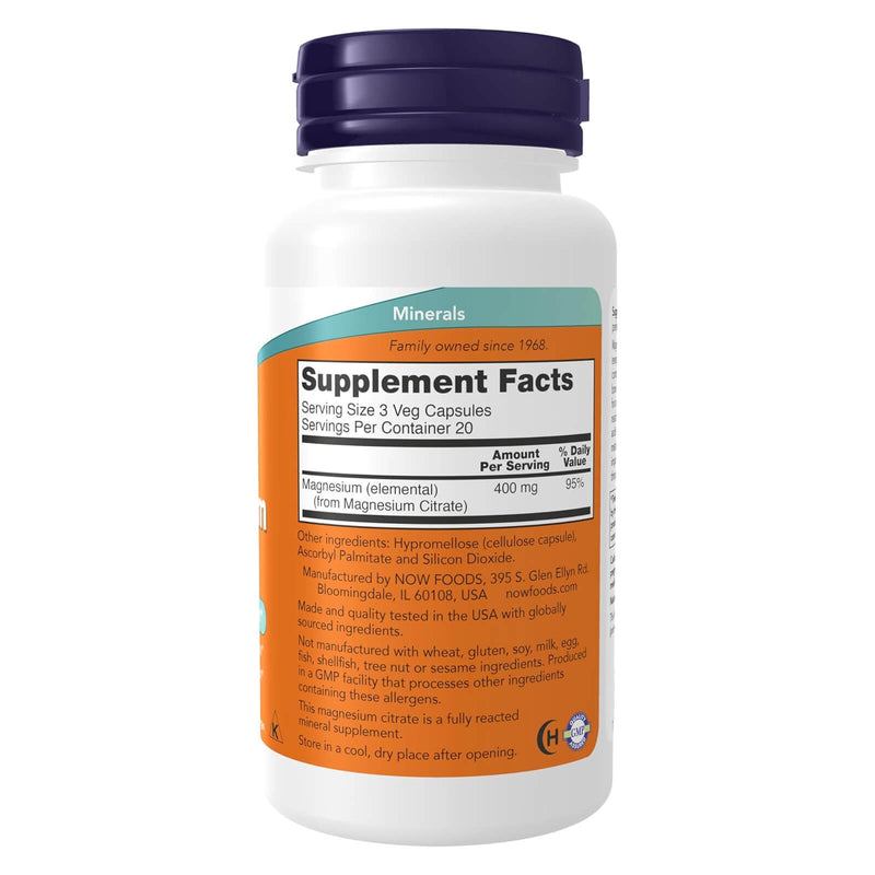 Now Foods Magnesium Citrate - 60 Veg Capsules - DailyVita
