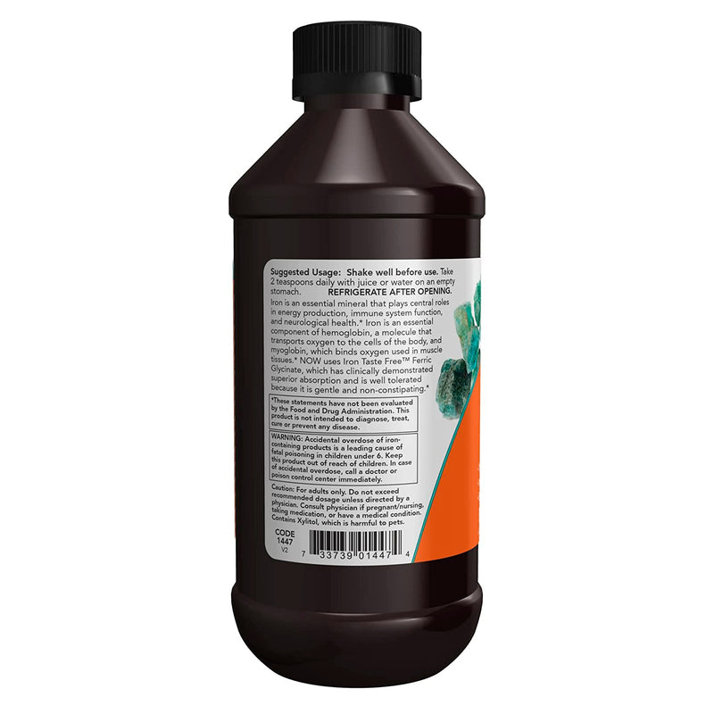 CLEARANCE! NOW Foods Iron Liquid 8 fl oz, Stain or Minor Damage - DailyVita