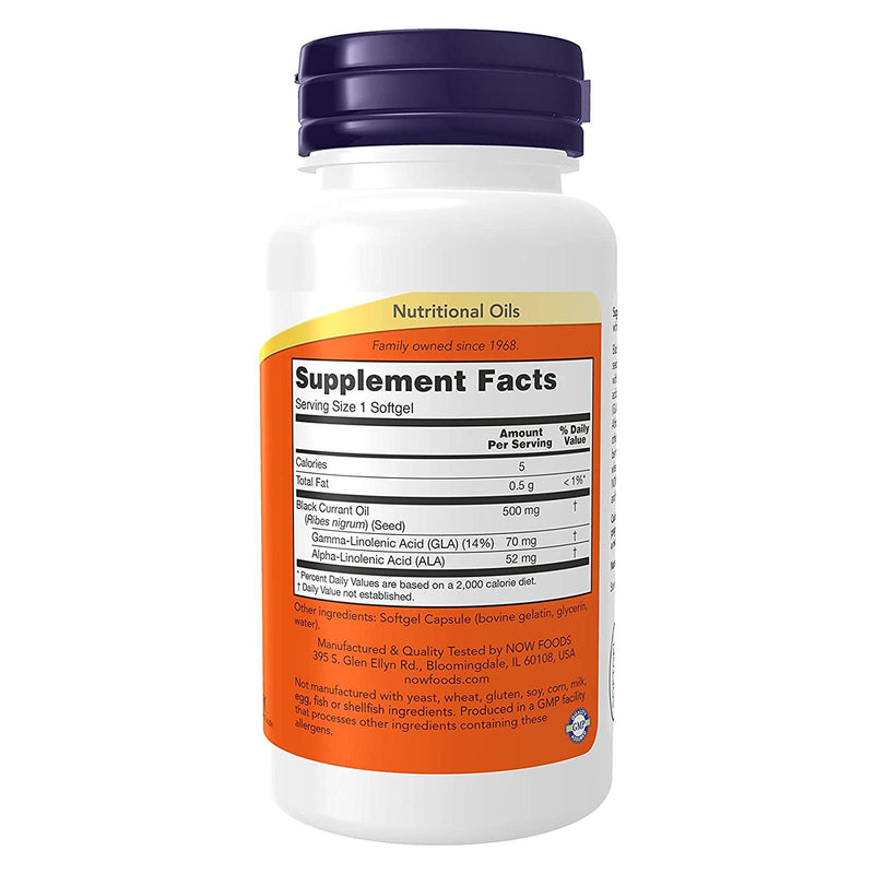 CLEARANCE! NOW Foods Black Currant Oil 500 mg 100 Softgels, BEST BY 09/2024