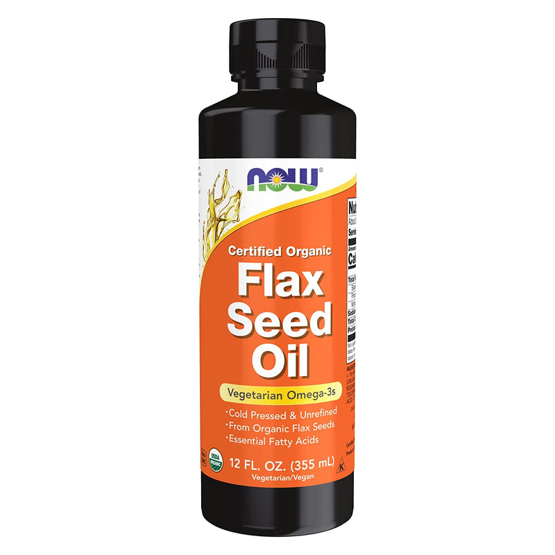 CLEARANCE! NOW Foods Flax Seed Oil Liquid Organic 12 fl oz, BEST BY 01/2025