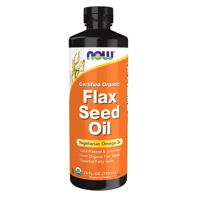 CLEARANCE! NOW Foods Flax Seed Oil Liquid Organic 24 fl oz, BEST BY 10/2024