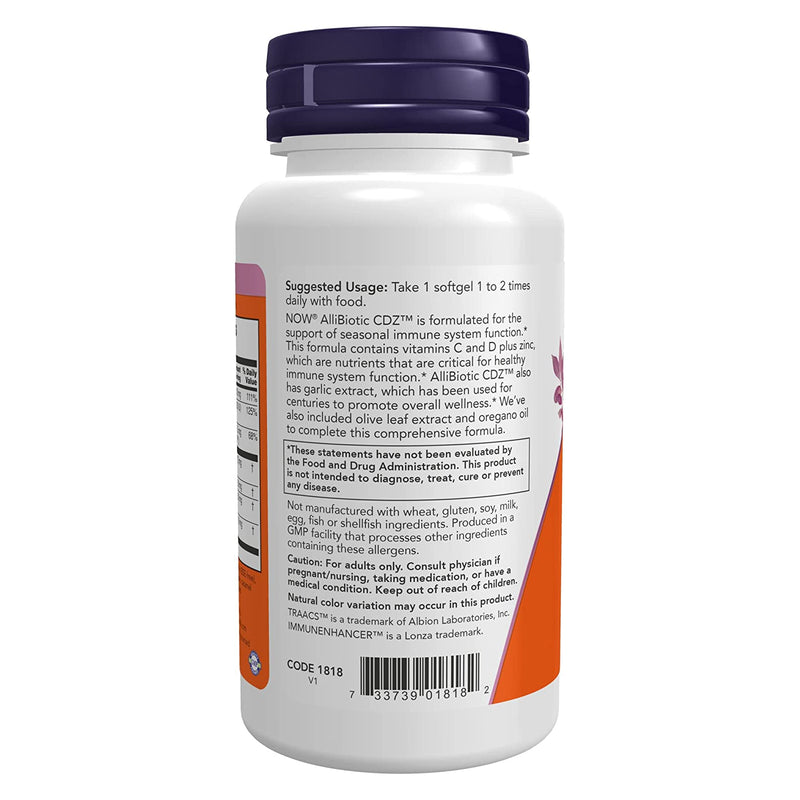 CLEARANCE! NOW Foods AlliBiotic CDZ 60 Softgels, BEST BY 11/2023 - DailyVita