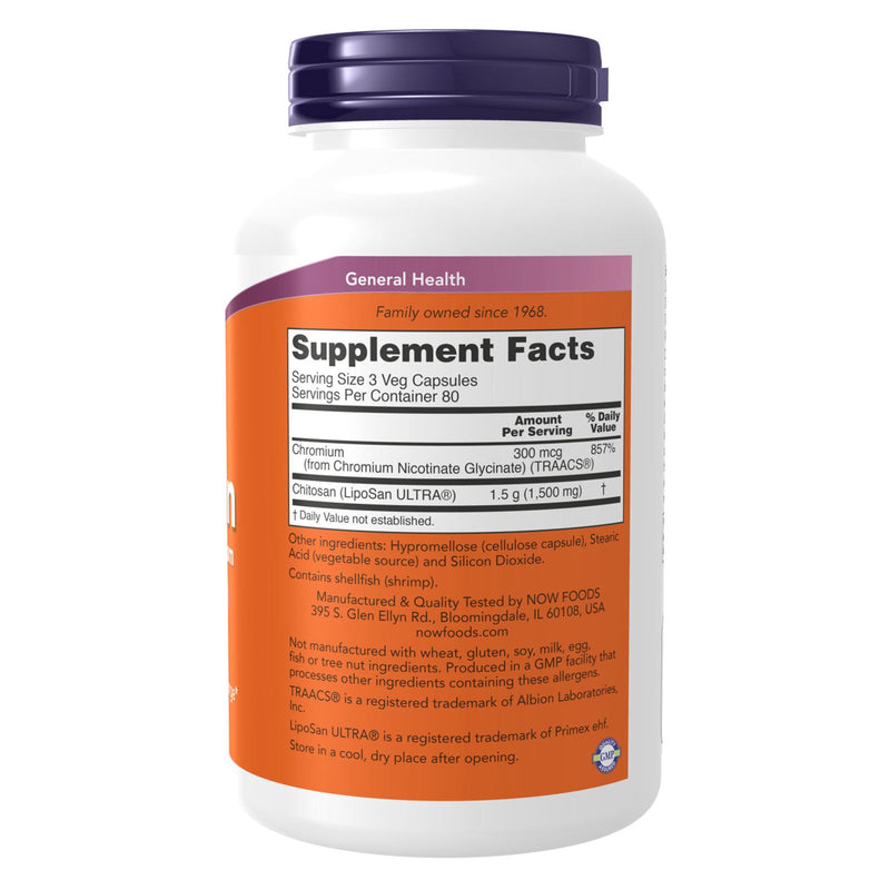 CLEARANCE! NOW Foods Chitosan 500 mg plus Chromium 240 Veg Capsules, BEST BY 08/2024 - DailyVita