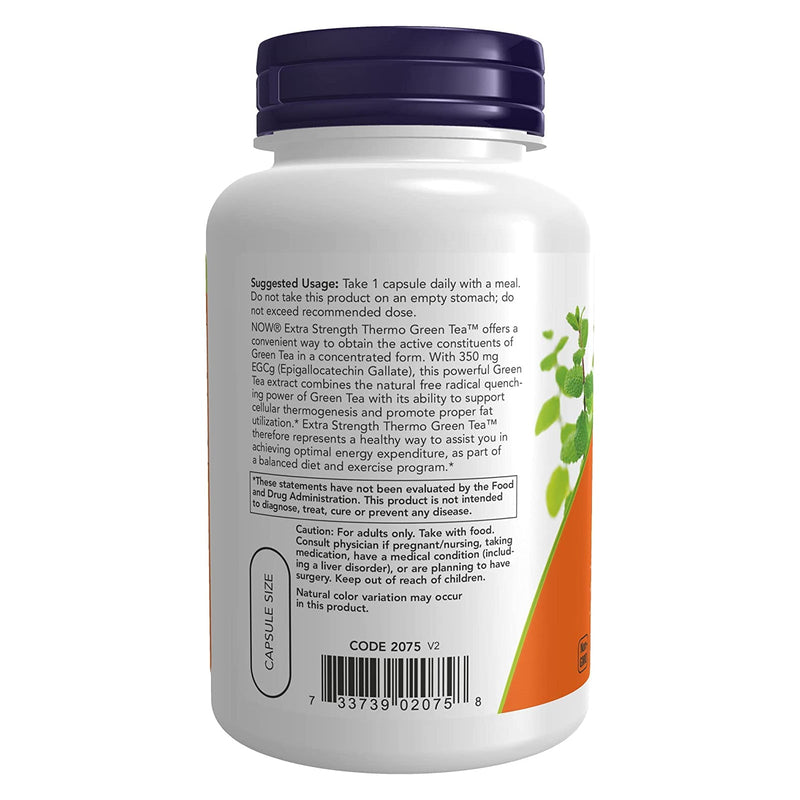 NOW Foods Thermo Green Tea Extra Strength 90 Veg Capsules - DailyVita