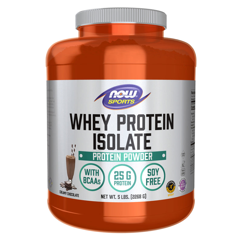 CLEARANCE! NOW Foods Whey Protein Isolate Creamy Chocolate Powder 5 lbs., BEST BY 12/2024