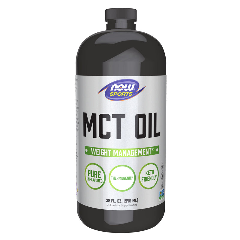 CLEARANCE! NOW Foods MCT Oil Liquid 32 fl oz, Stain or Minor Damage - DailyVita