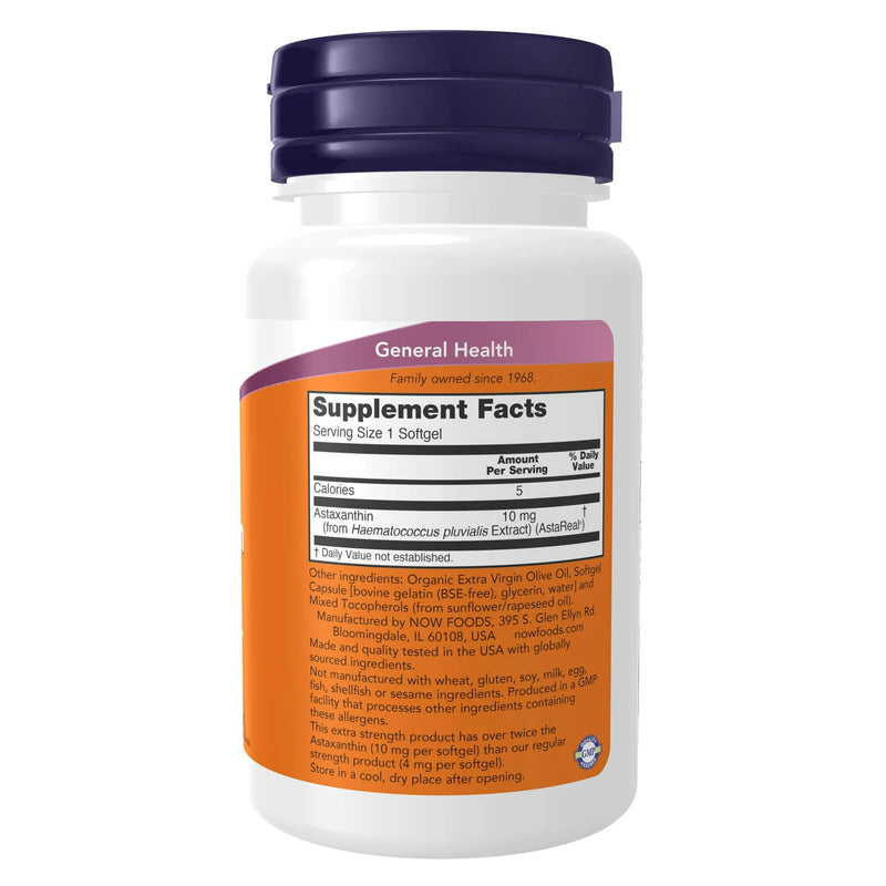 NOW Foods Astaxanthin 10 mg Extra Strength 30 Softgels - DailyVita