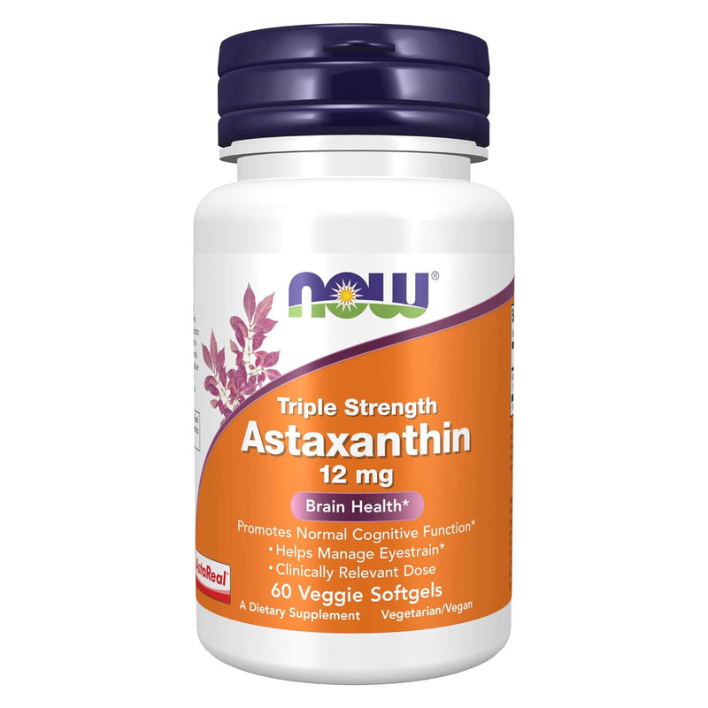 NOW Foods Triple Strength Astaxanthin 12 mg Triple Strength 60 Veggie Softgels - DailyVita