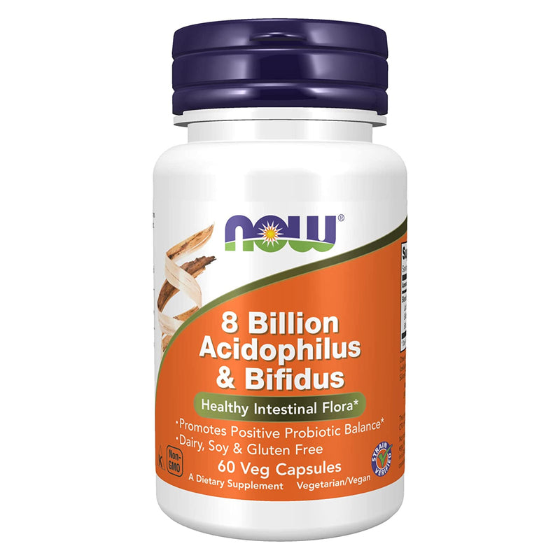 CLEARANCE! NOW Foods 8 Billion Acidophilus & Bifidus 60 Veg Capsules, BEST BY 03/2026 - DailyVita