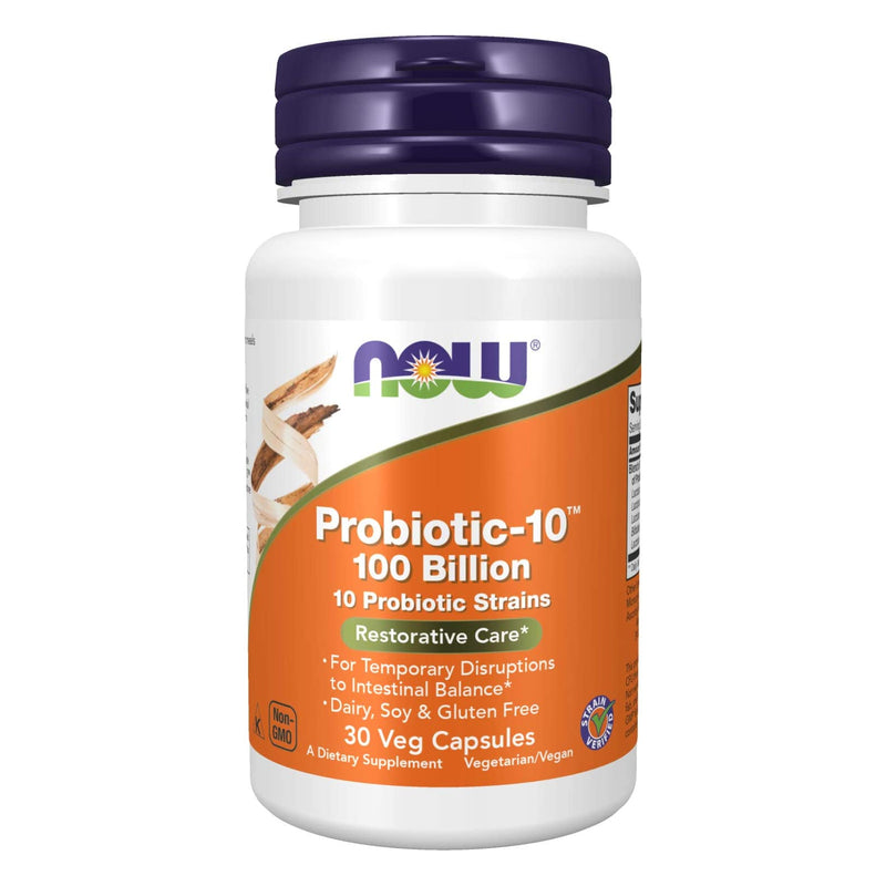 CLEARANCE! NOW Foods Probiotic-10 100 Billion 30 Veg Capsules, BEST BY 03/2025