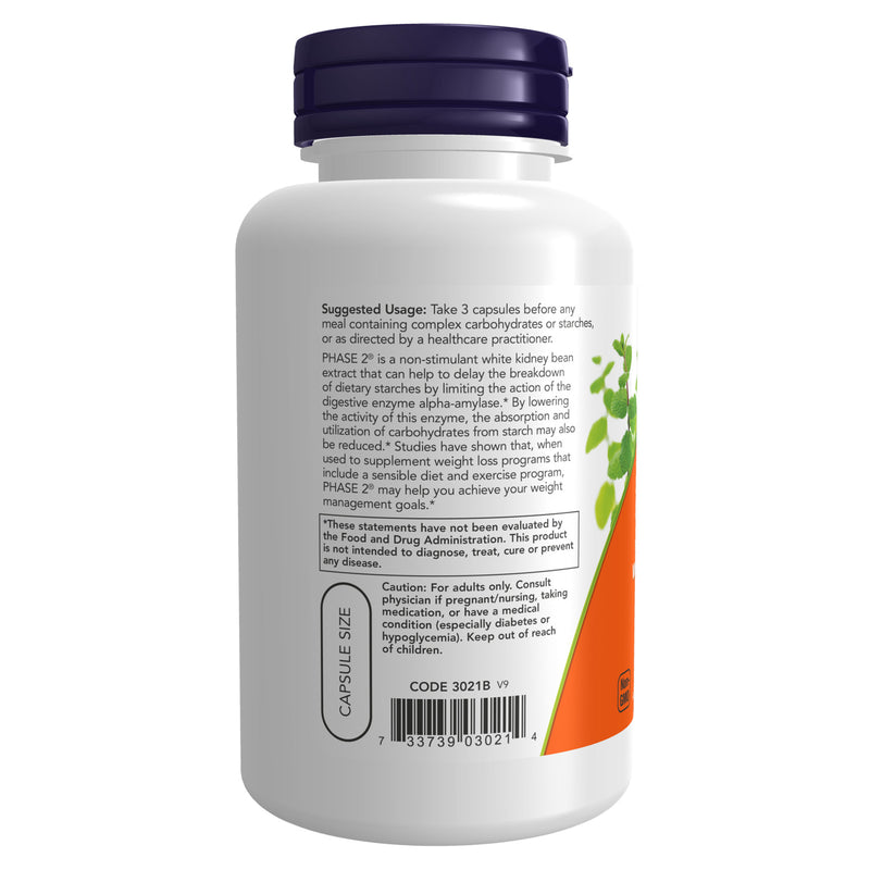 CLEARANCE! NOW Foods Phase 2 500 mg 120 Veg Capsules, DENT