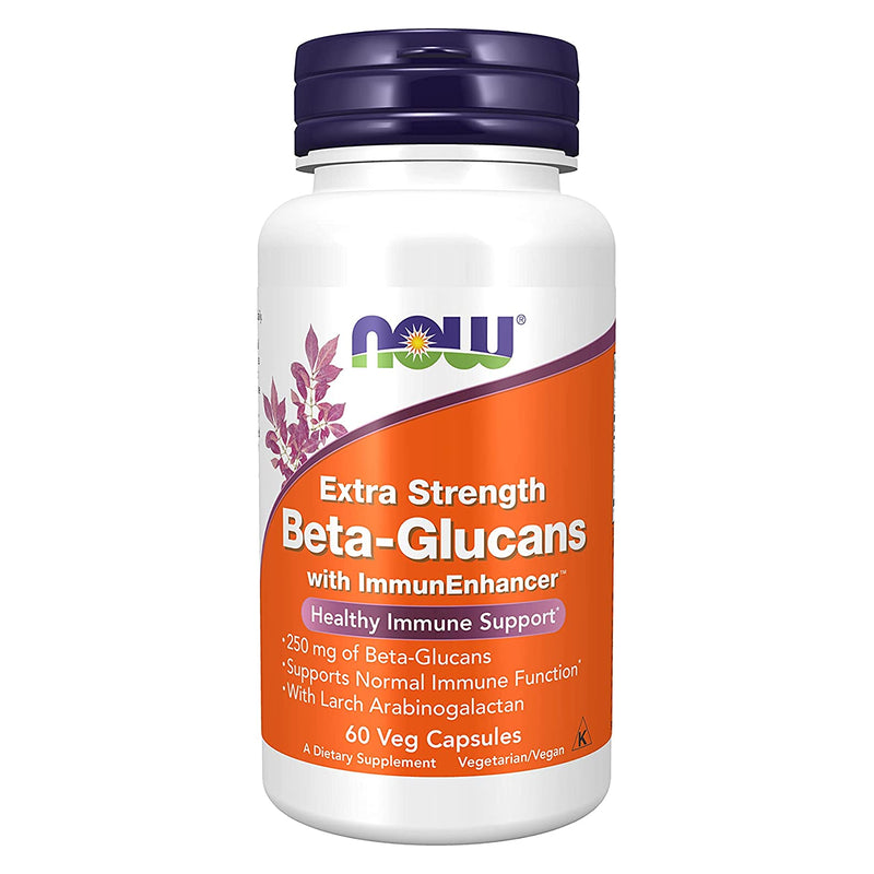 CLEARANCE! NOW Foods Beta-Glucans with ImmunEnhancer Extra Strength 60 Veg Capsules, DENT