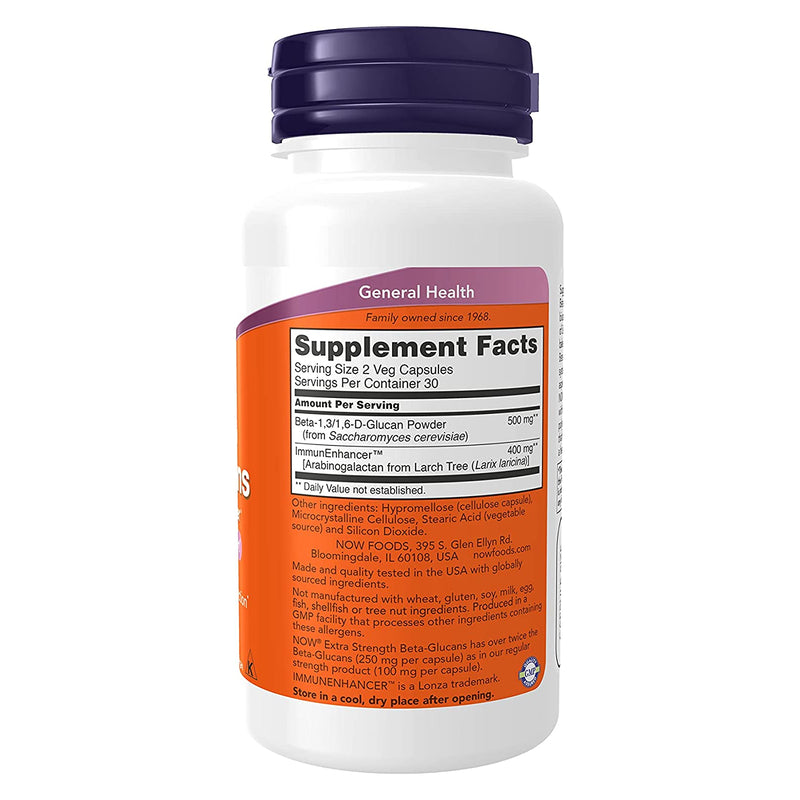 CLEARANCE! NOW Foods Beta-Glucans with ImmunEnhancer Extra Strength 60 Veg Capsules, DENT