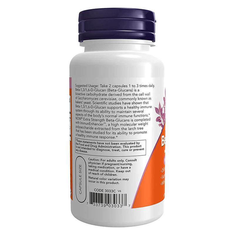 CLEARANCE! NOW Foods Beta-Glucans with ImmunEnhancer Extra Strength 60 Veg Capsules, DENT