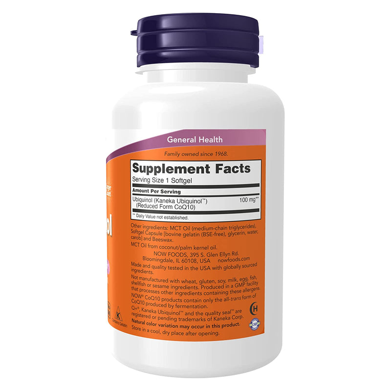 CLEARANCE! NOW Foods Ubiquinol 100 mg 120 Softgels, DENT