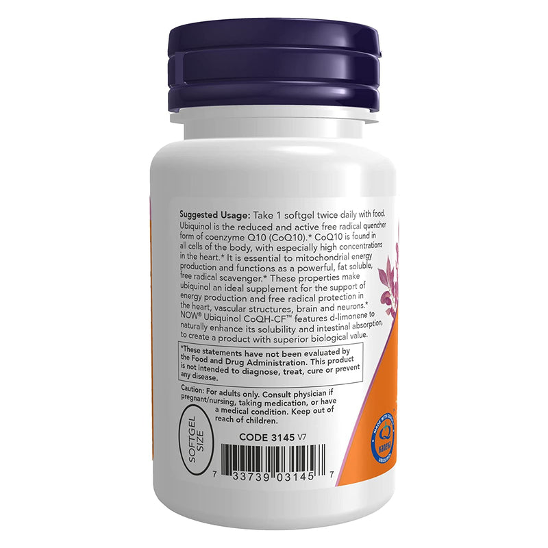 CLEARANCE! NOW Foods Ubiquinol CoQH-CF 60 Softgels, BEST BY 02/2026 - DailyVita