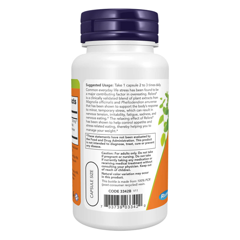 NOW Suplementos, Relora 300 mg (uma mistura de extratos vegetais de Magnolia officinalis e Phellodendron amurense), 60 cápsulas vegetais