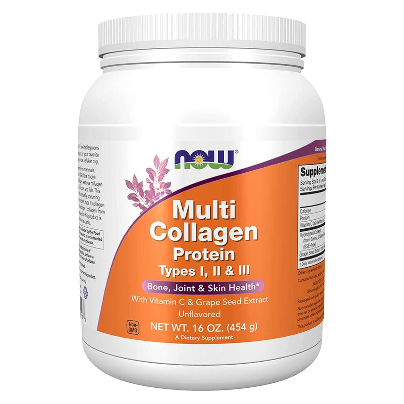 NOW Foods Multi Collagen Protein Types I, II & III Powder - 16 oz. - DailyVita