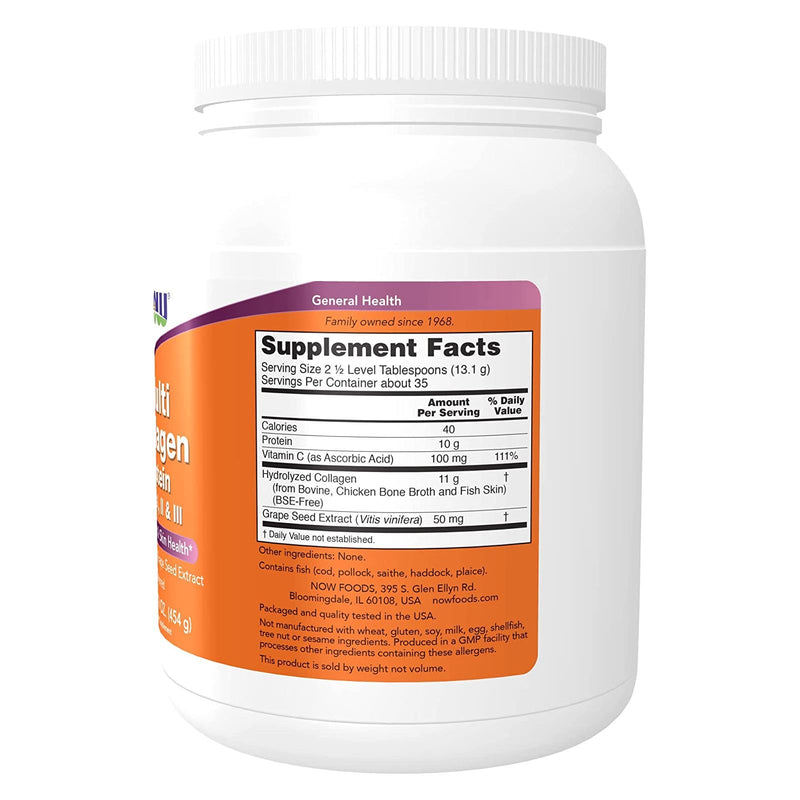 NOW Foods Multi Collagen Protein Types I, II & III Powder - 16 oz. - DailyVita