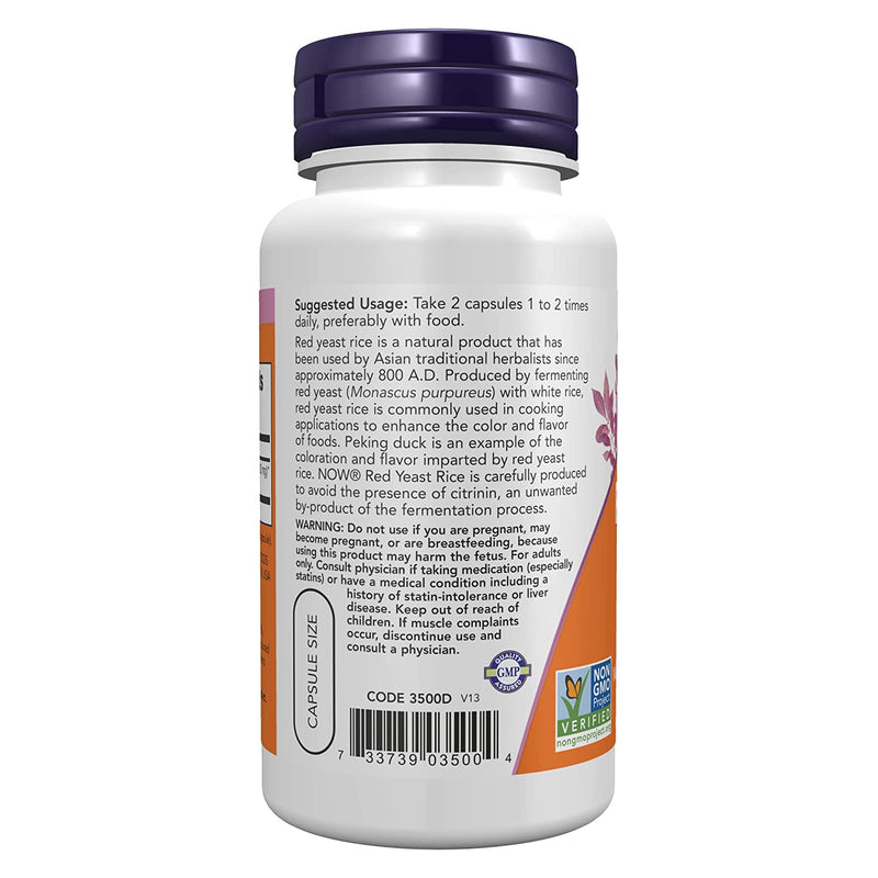 CLEARANCE! NOW Foods Red Yeast Rice 600 mg 60 Veg Capsules, BEST BY 09/2024