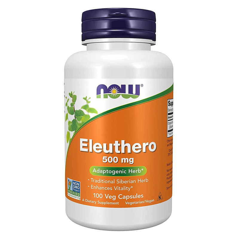 CLEARANCE! NOW Foods Eleuthero 500 mg 100 Veg Capsules, BEST BY 10/2024