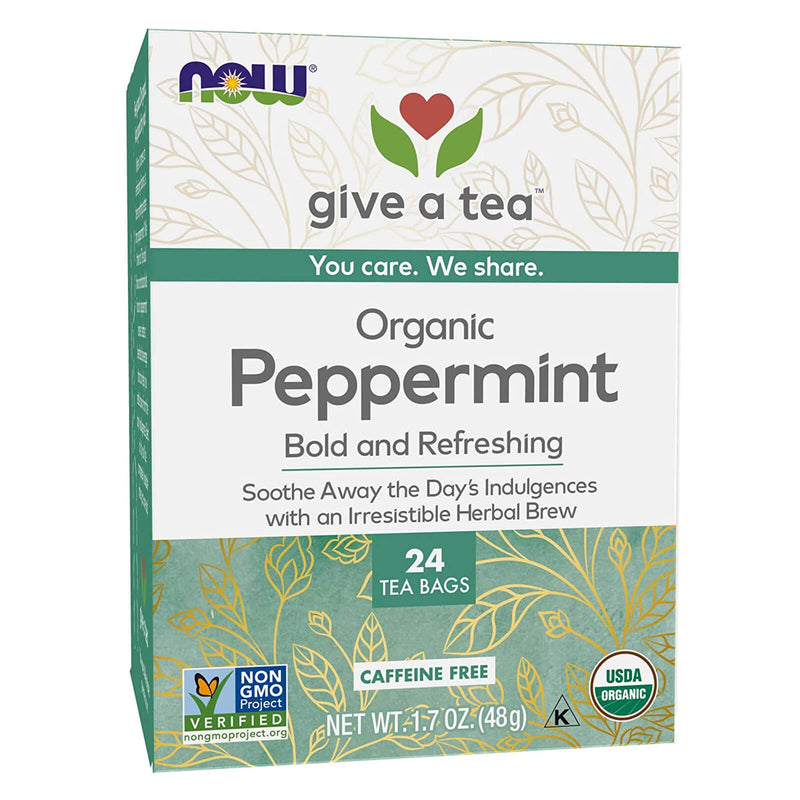 NOW Foods Peppermint Tea Organic 24 Tea Bags - DailyVita