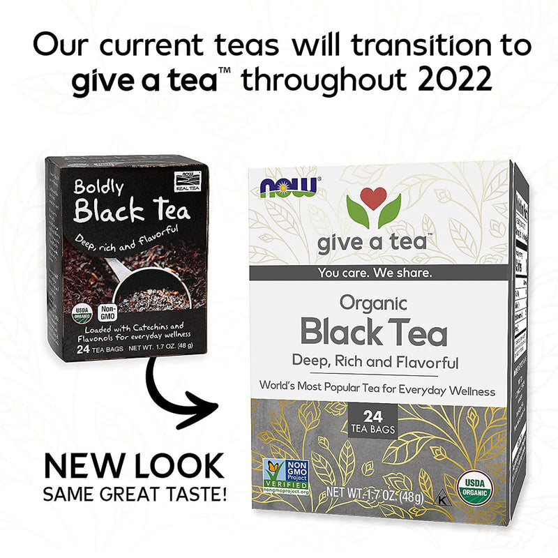 NOW Foods Black Tea Organic 24 Tea Bags - DailyVita