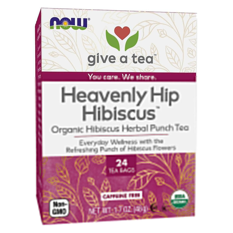 CLEARANCE! NOW Foods Heavenly Hip Hibiscus Tea - 24 Tea Bags, BEST BY 03/2025