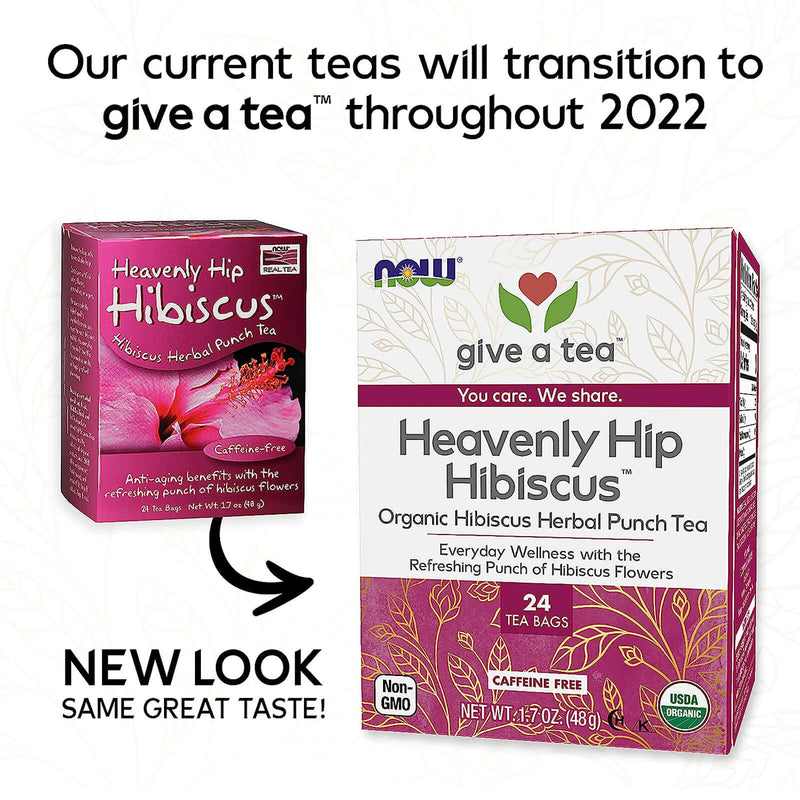 CLEARANCE! NOW Foods Heavenly Hip Hibiscus Tea - 24 Tea Bags, BEST BY 03/2025