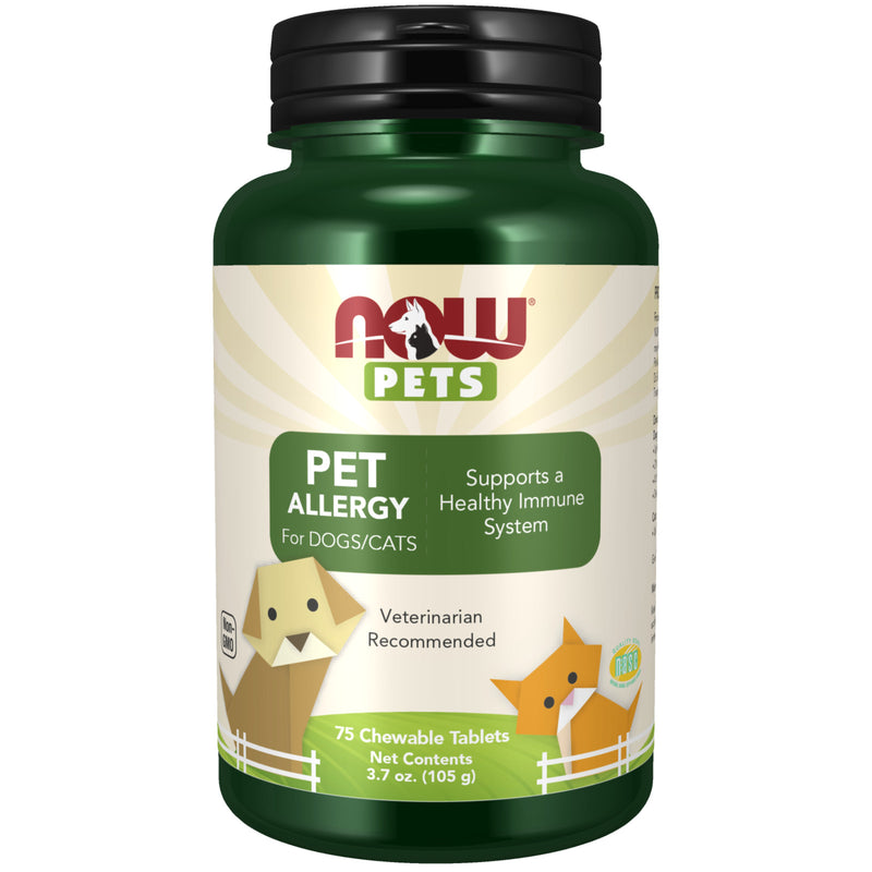 NOW Pet Health 75 Pet Allergy Chewable Tablets for Cats & Dogs - DailyVita