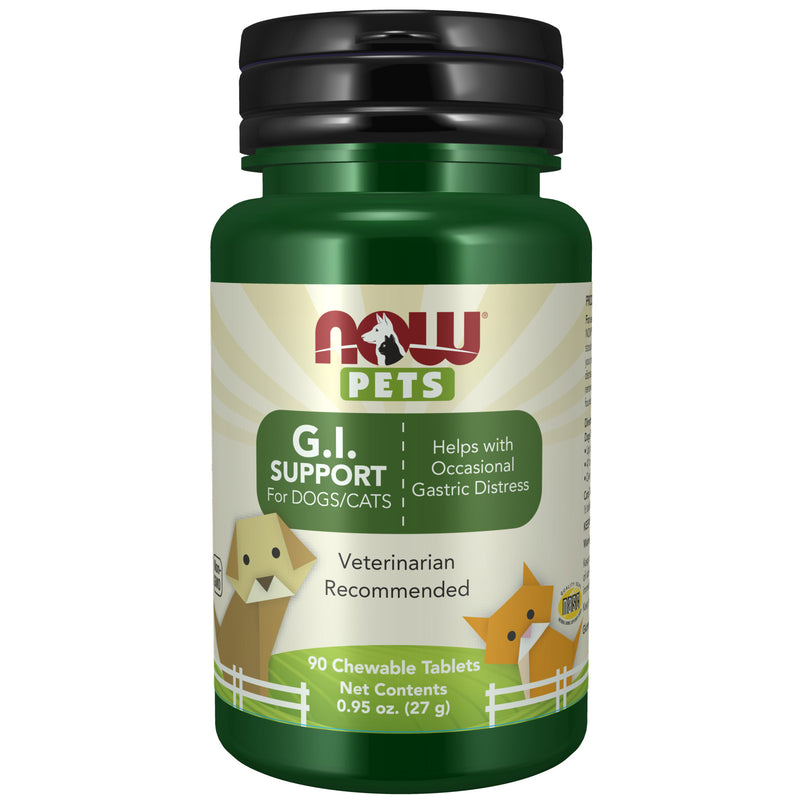 NOW Pet G.I. Support - 90 Chewable Tablets for Dogs & Cats - DailyVita