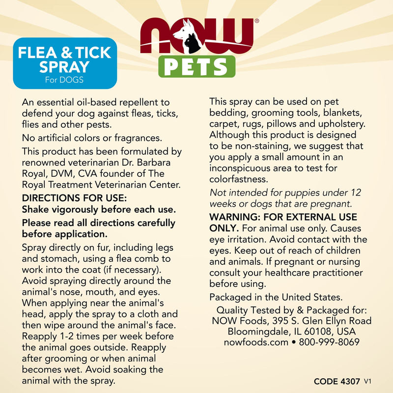 NOW Flea & Tick Spray for Dogs - 8 fl. oz. - DailyVita