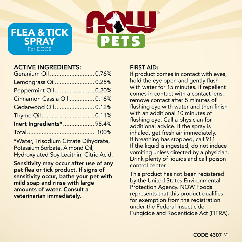 NOW Flea & Tick Spray for Dogs - 8 fl. oz. - DailyVita