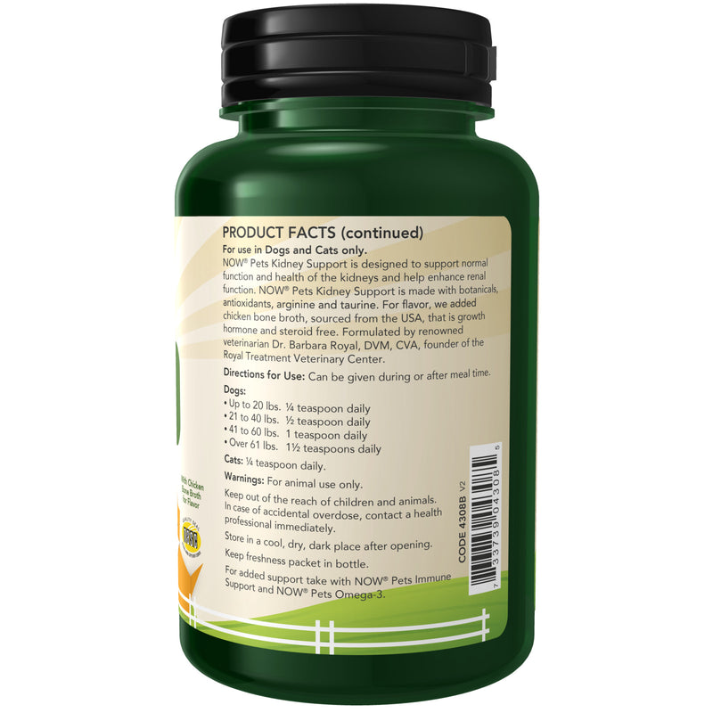 CLEARANCE! NOW Pet Health Kidney Support Powder 4.2-Ounce for Cats & Dogs, BEST BY 01/2025