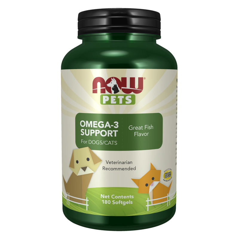 CLEARANCE! NOW Foods Omega-3 Support 180 Softgels for Pets, BEST BY 04/2024