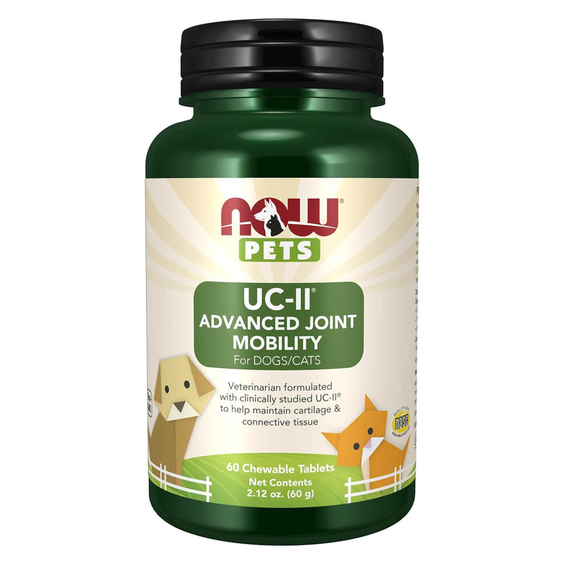 NOW Foods Pet UC-II Advanced Joint Mobility 60 Chewable Tablets for Dogs & Cats - DailyVita