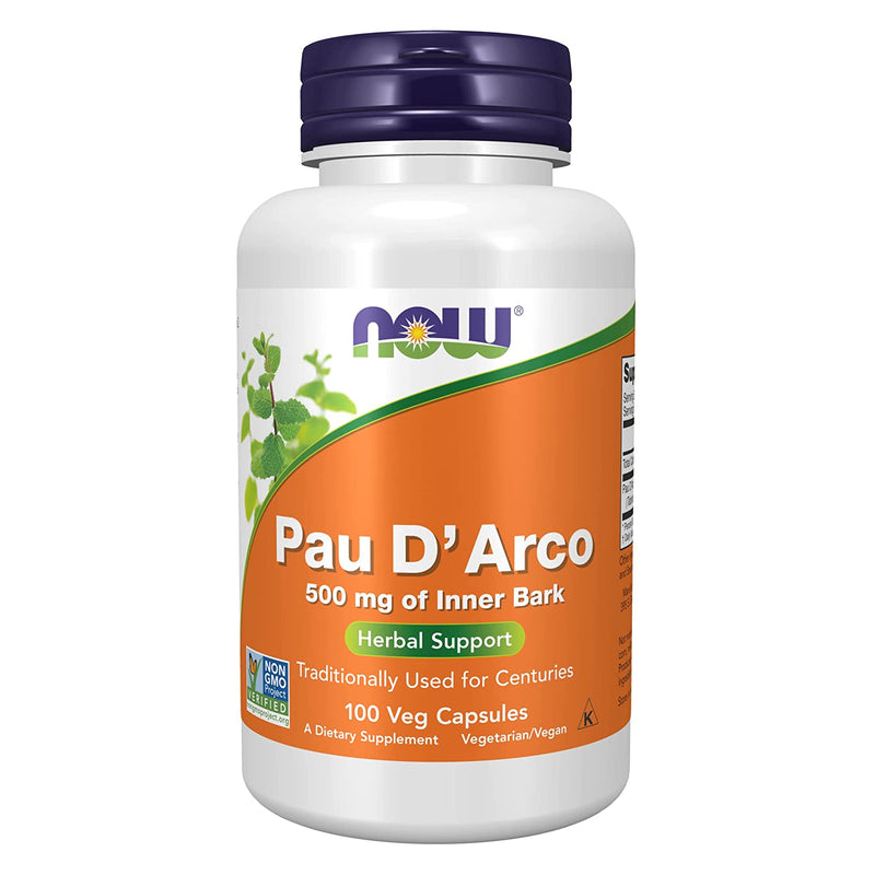 CLEARANCE! NOW Foods Pau D' Arco 500 mg 100 Veg Capsules, BEST BY 01/2025