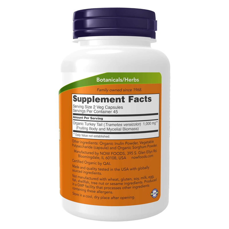 NOW Foods Organic Turkey Tail 500mg 90 Vcaps - DailyVita