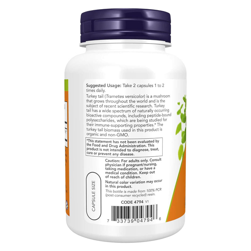 NOW Foods Organic Turkey Tail 500mg 90 Vcaps - DailyVita