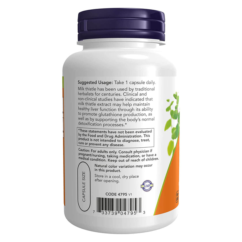 NOW Foods Milk Thistle Extract 750 mg Silymarin (600 mg), Maximum Strength - 90 Veg Capsules - DailyVita