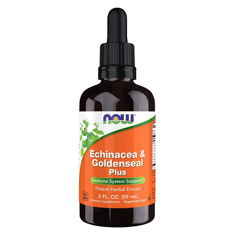 CLEARANCE! NOW Foods Echinacea & Goldenseal Plus 2 oz, Stain or Minor Damage