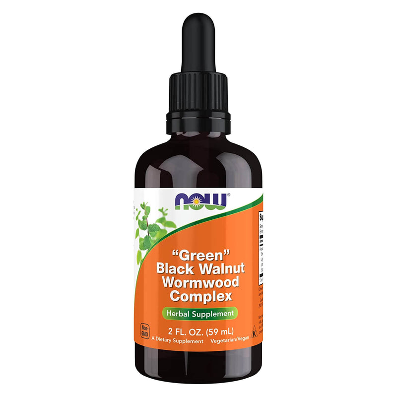 CLEARANCE! NOW Foods Green Black Walnut Wormwood Complex Liquid 2 fl oz, Stain or Minor Damage - DailyVita