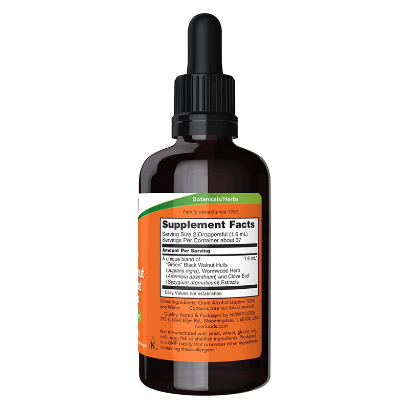 CLEARANCE! NOW Foods Green Black Walnut Wormwood Complex Liquid 2 fl oz, Stain or Minor Damage - DailyVita