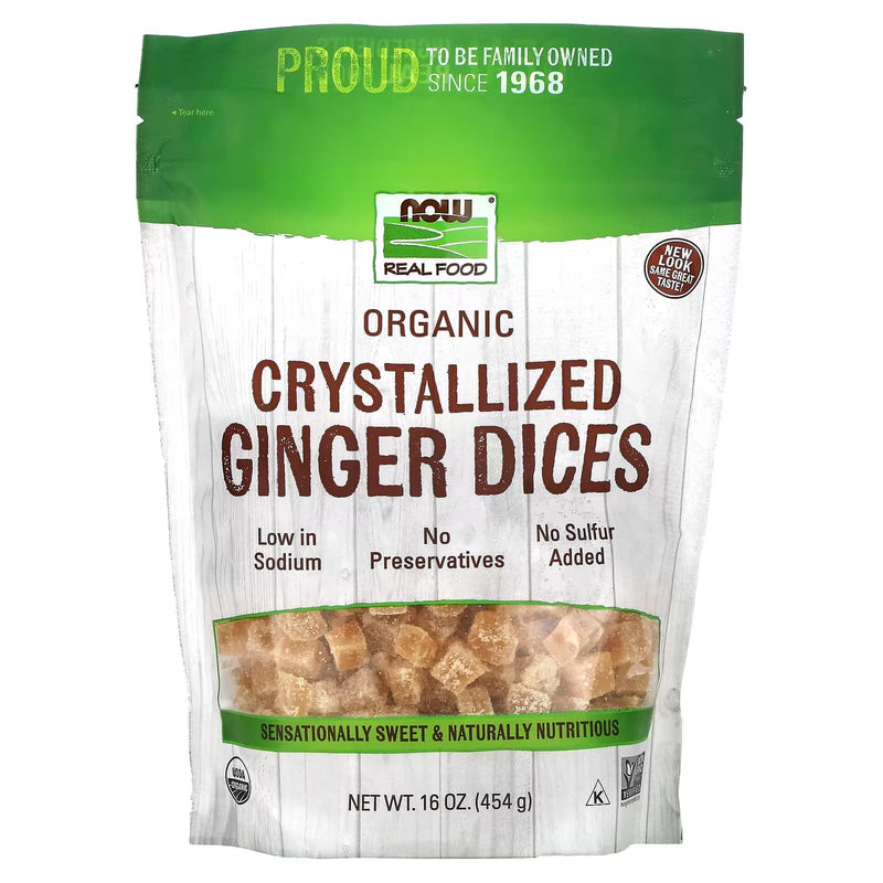 NOW Foods Ginger Dices Crystallized & Organic 16 oz - DailyVita