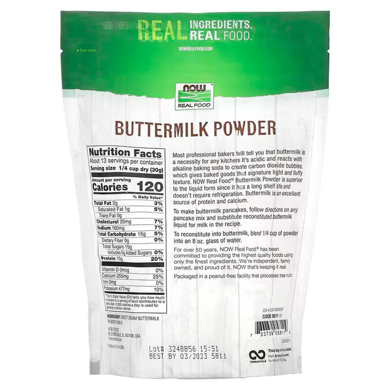 CLEARANCE! NOW Foods Buttermilk Powder 14 oz, BEST BY 04/2024 - DailyVita