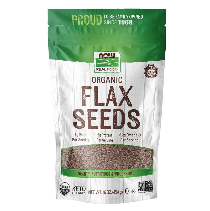 NOW Foods Flax Seeds Organic 16 oz - DailyVita