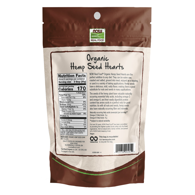 CLEARANCE! NOW Foods Hemp Seed Hearts Organic 8 oz, BEST BY 01/2025