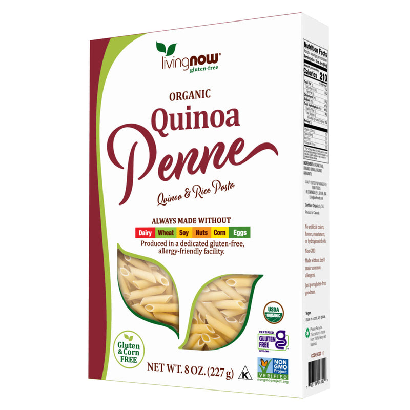 CLEARANCE! NOW Foods Quinoa Penne Organic 8 oz, BEST BY 10/2024