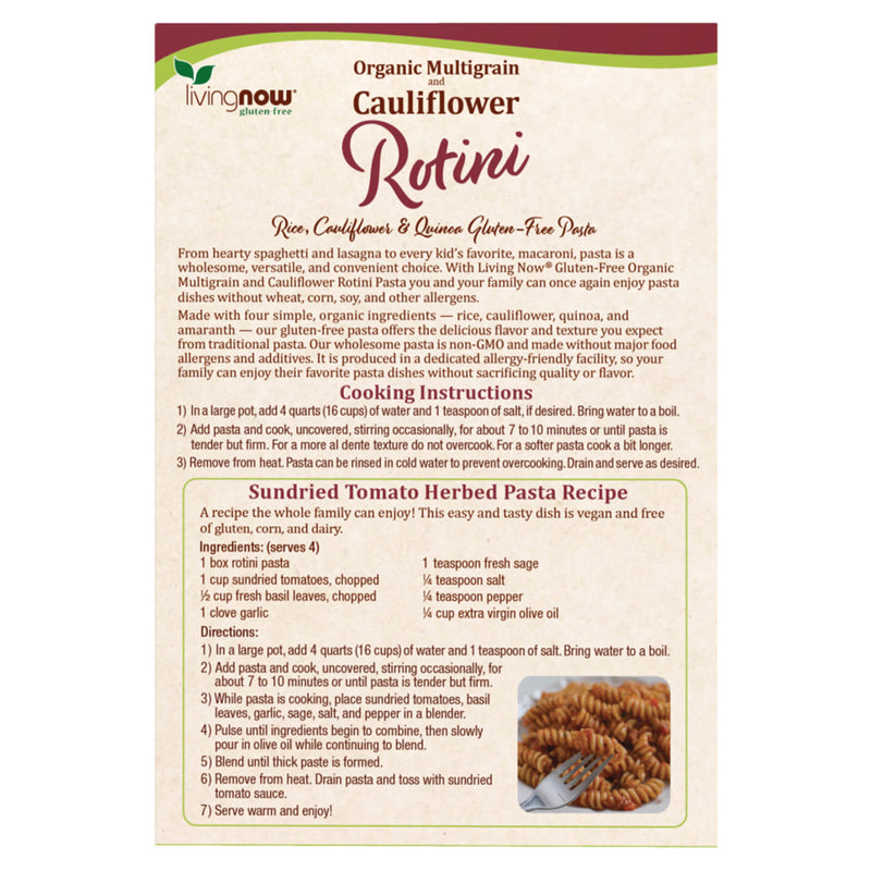 NOW Foods Multigrain Cauliflower Rotini Gluten-Free Organic Pasta  - 8 oz - DailyVita